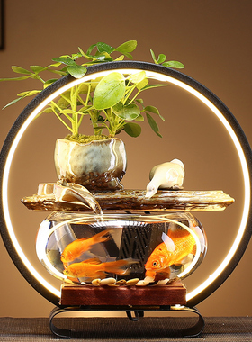创意流水摆件客厅装饰玻璃鱼缸