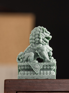 创意创意招财石狮子一对摆件招财