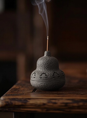 复古紫砂福禄葫芦盘香炉