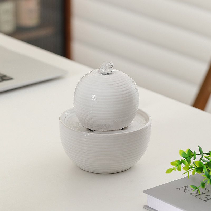 创意陶瓷流水摆件循环水招财客厅小型办公桌面装饰造景风水轮礼物,淘宝优惠券,粉丝福利购,淘宝优惠卷