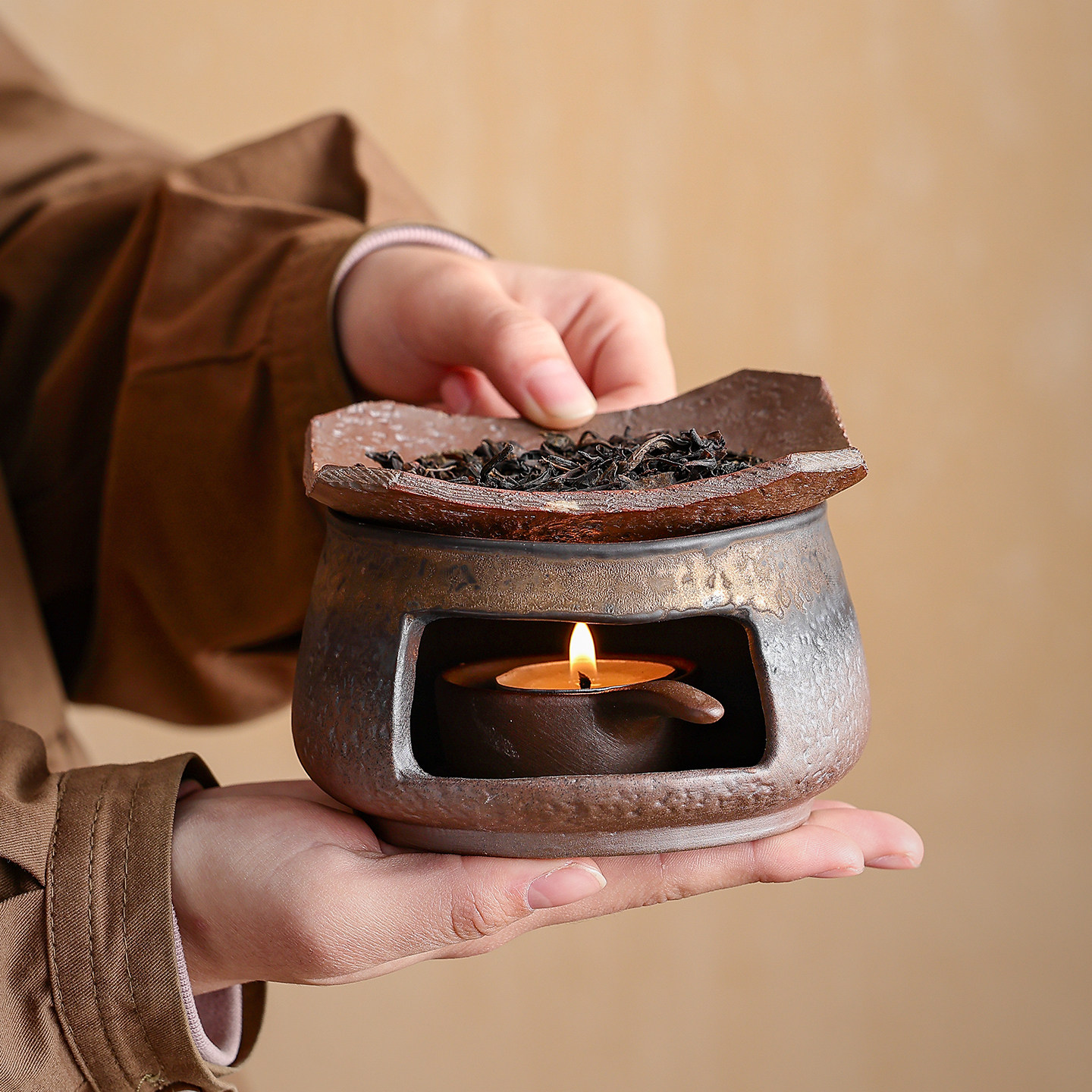 陶瓷粗陶围炉煮茶烤茶家用室温茶炉香薰炉蜡烛加热复古茶道熏香器,淘宝优惠券,粉丝福利购,淘宝优惠卷