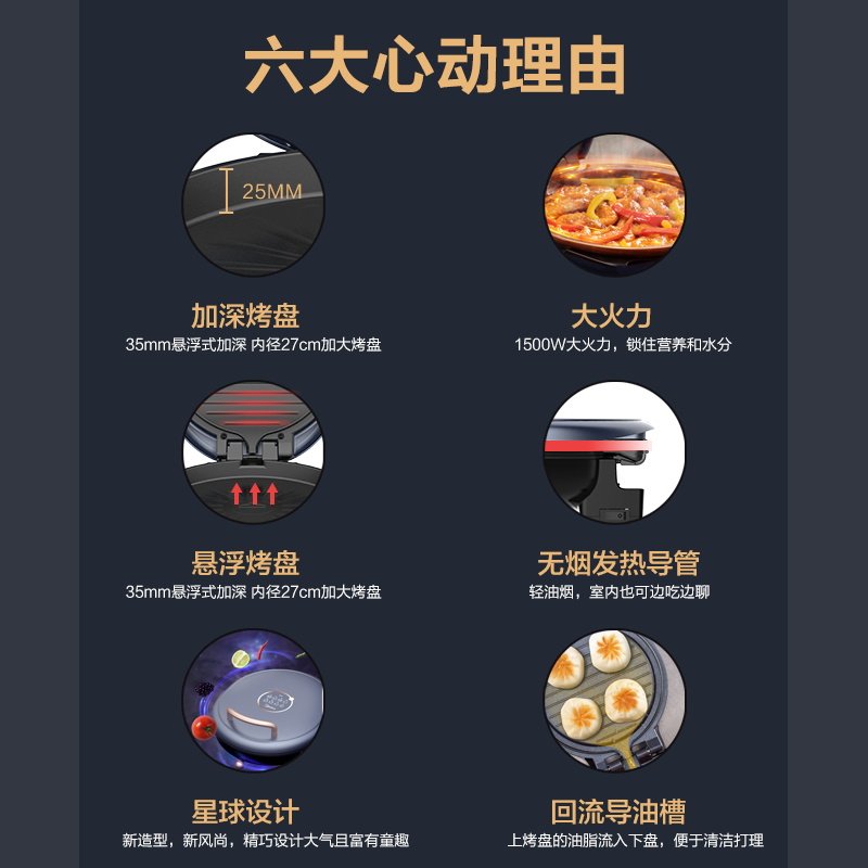美的家用多功能双面加热电饼档 美的倍爽电饼铛/可丽饼机/薄饼机