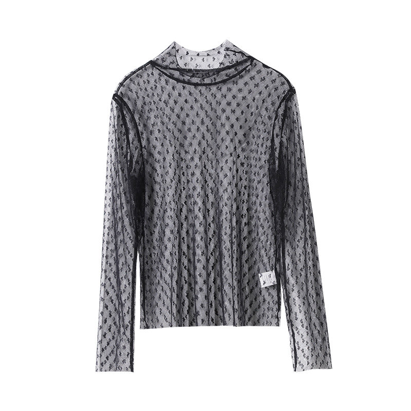 佧茜文网纱打底衫2021秋冬新款内搭 佧茜文服饰蕾丝衫/雪纺衫