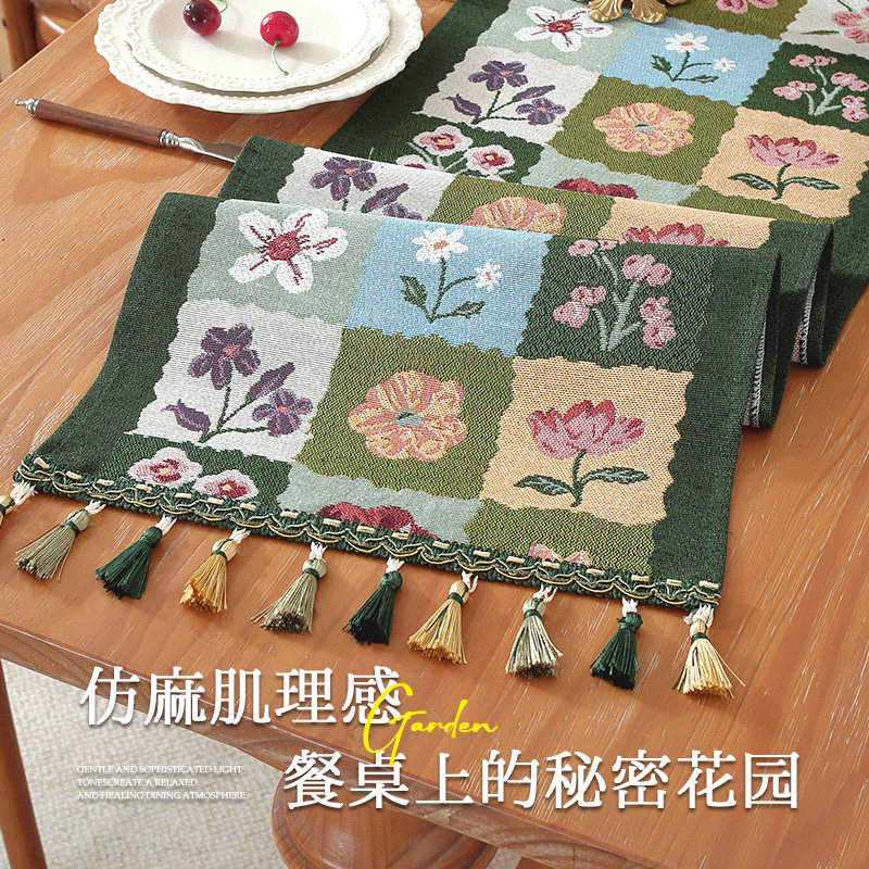 新款轻奢桌布美式复古桌旗田园风长条巾斗柜盖布高级感盖巾茶席25,淘宝优惠券,粉丝福利购,淘宝优惠卷