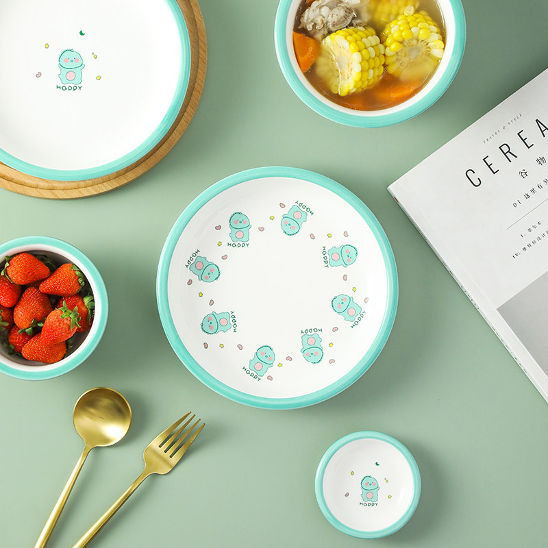 卡通碗碟家用恐龙可爱儿童吃饭碗2023新款宝宝饭碗陶瓷餐具盘子,淘宝优惠券,粉丝福利购,淘宝优惠卷