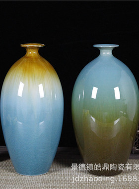 景德镇陶瓷花瓶 仿古冰裂开片插花器 中式家居客厅装饰工艺品摆件