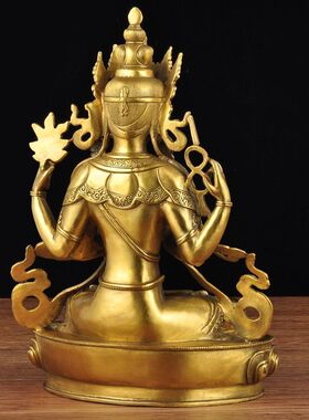 铜观音像摆件四臂观音藏传密宗像家居寺庙铜像供奉工艺品