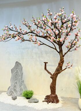 仿真玉兰树仿真许愿树盆栽粉色花朵家居装饰玉兰花摆件春季开花树