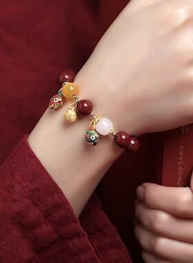 2025新款蛇年本命年紫金砂手串吞金兽朱砂手链女小众设计饰品批发