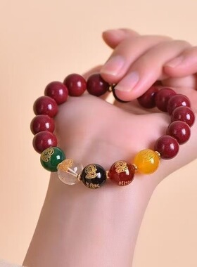 爆款十二生肖五路财神朱砂招财手串男女款本命佛手链女生节日礼物