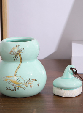 陶瓷葫芦摆件避火龙瓶荷花瓶陶瓷工艺品家居厨房厕所西北角摆件