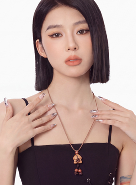咖啡豆木质小狗项链女长款配饰