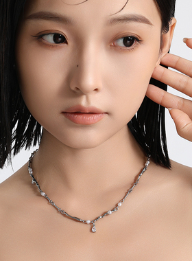 水滴锆石珍珠项链女轻奢小众