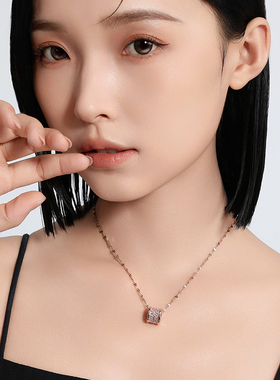 玫瑰金小蛮腰吊坠项链小众设计感