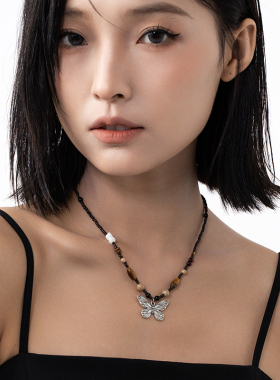 VOYAGE复古串珠蝴蝶项链小众设计