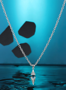 蓝色星芒吊坠长款项链女男款配饰