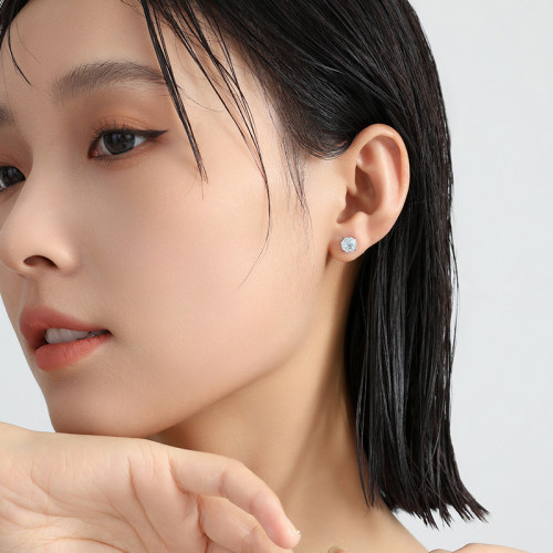 碎冰蓝玫瑰钛合金耳钉女睡觉免摘养耳洞耳骨钉钛钢耳蜗钉耳环耳饰 - 图1