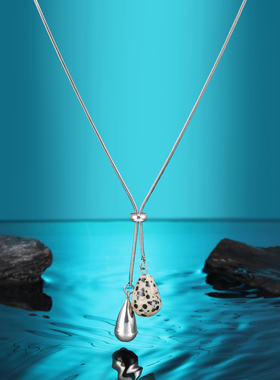 水滴吊坠抽拉可调节钛钢项链女款