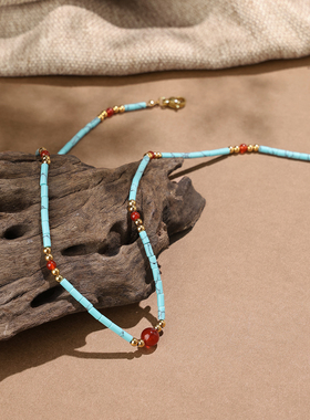 双层叠戴波西米亚风项链毛衣链女