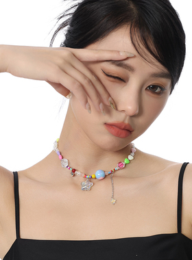 VOYAGE甜酷彩色蝴蝶多巴胺项链