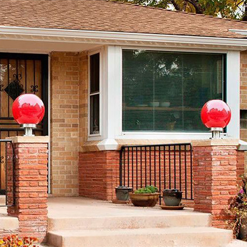 jeeyee太阳能柱头灯大门红球围墙LED红光圆球灯户外防水庭院灯,淘宝优惠券,粉丝福利购,淘宝优惠卷