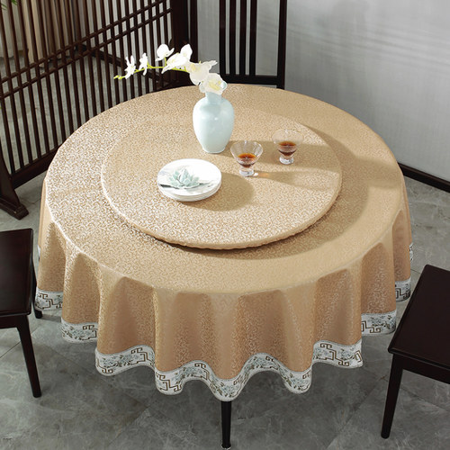 圆桌桌布免洗防油防水中式大圆餐桌布酒店圆形餐布台布轻奢高级感 - 图2