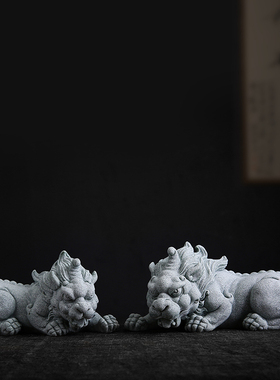 国风青砂石招财貔貅一对桌面摆件创意家居客厅茶玩鱼缸造景装饰品
