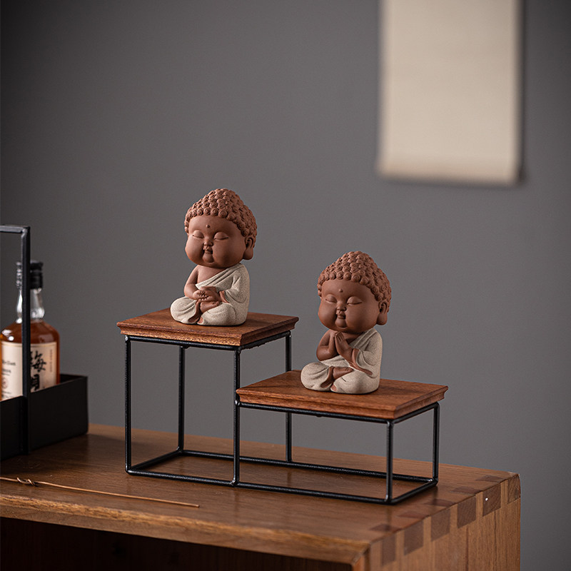 实木铁艺小号博古架子迷你桌面置物架茶壶摆件底座工艺品方格子台,淘宝优惠券,粉丝福利购,淘宝优惠卷