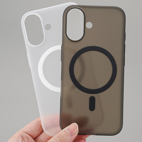 超薄磁吸适用iphone16pro手机壳酷安酷品半透明磁吸全包按键15max轻薄PP磨砂抗指纹外壳e抗黄plus保护套白色 - 图1