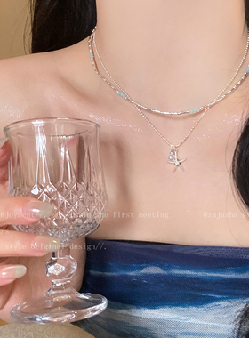 双层海星串珠叠戴项链女款高