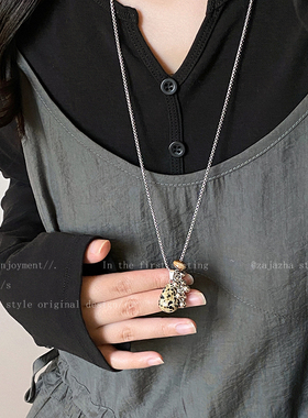 天然石葡萄串钛钢项链女款轻奢小众高级感锁骨链长款日常百搭配饰