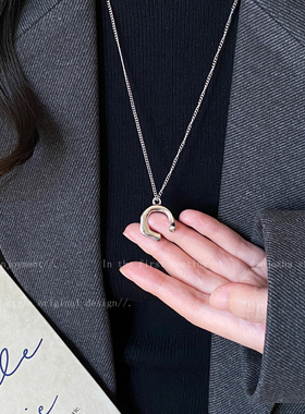 韩系ins银色几何项链女不规则