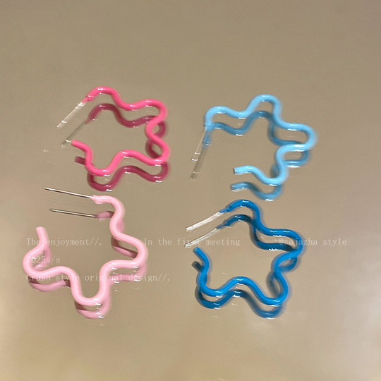 Dopamine blue cute flower earrings