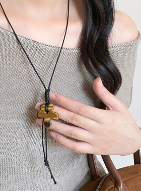 花暮轻语~虎眼石花朵抽拉项链女