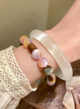 落日玫瑰~复古粉棕串珠手链