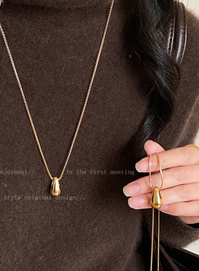简约金色水滴吊坠项链女秋冬