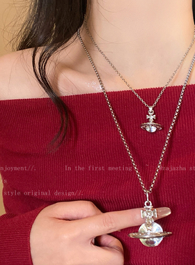 新年西太后立体土星项链女