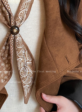 复古波点腰果花丝巾项链女法式