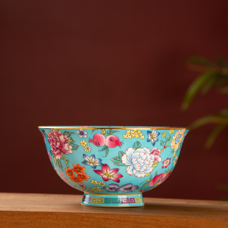 景德镇珐琅彩餐具陶瓷米饭碗汤碗面碗家用高脚防烫新款宫廷餐具,淘宝优惠券,粉丝福利购,淘宝优惠卷