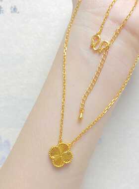 足金五花四叶草女款吊坠包银