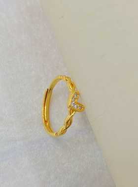 闭口送礼不掉色女士爱心戒指黄金