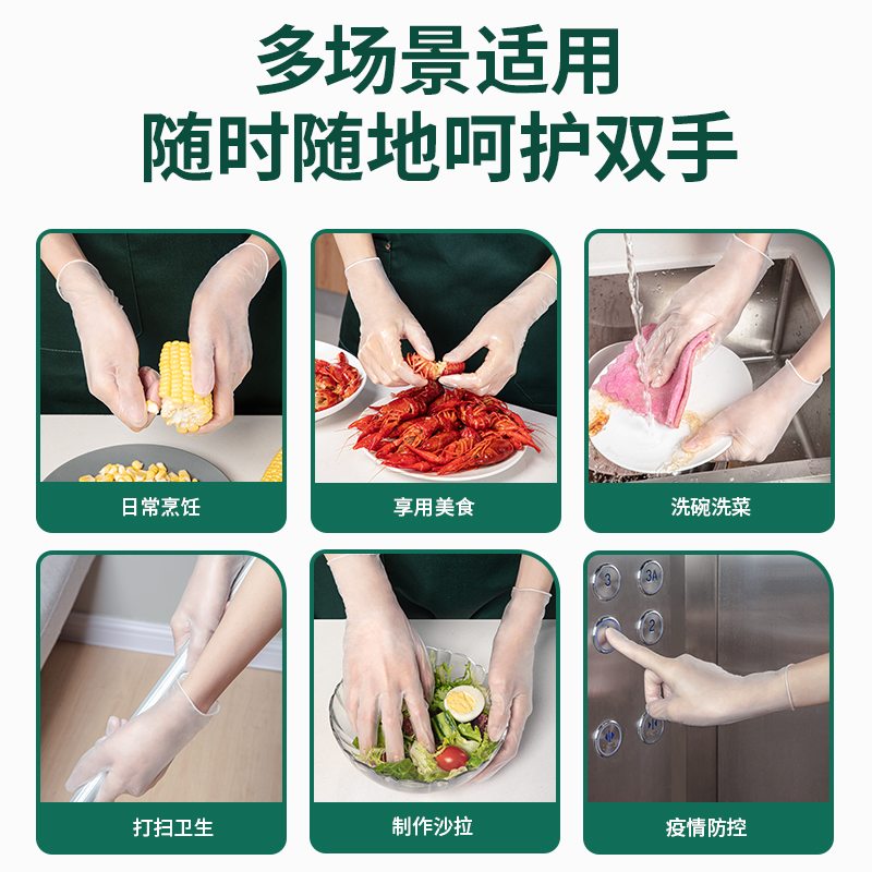 一次性手套丁腈加厚耐用PVC食品级厨房餐饮洗碗清洁防水家务手套