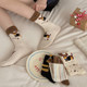 Cartoon vertical striped puppy socks for women mid-calf