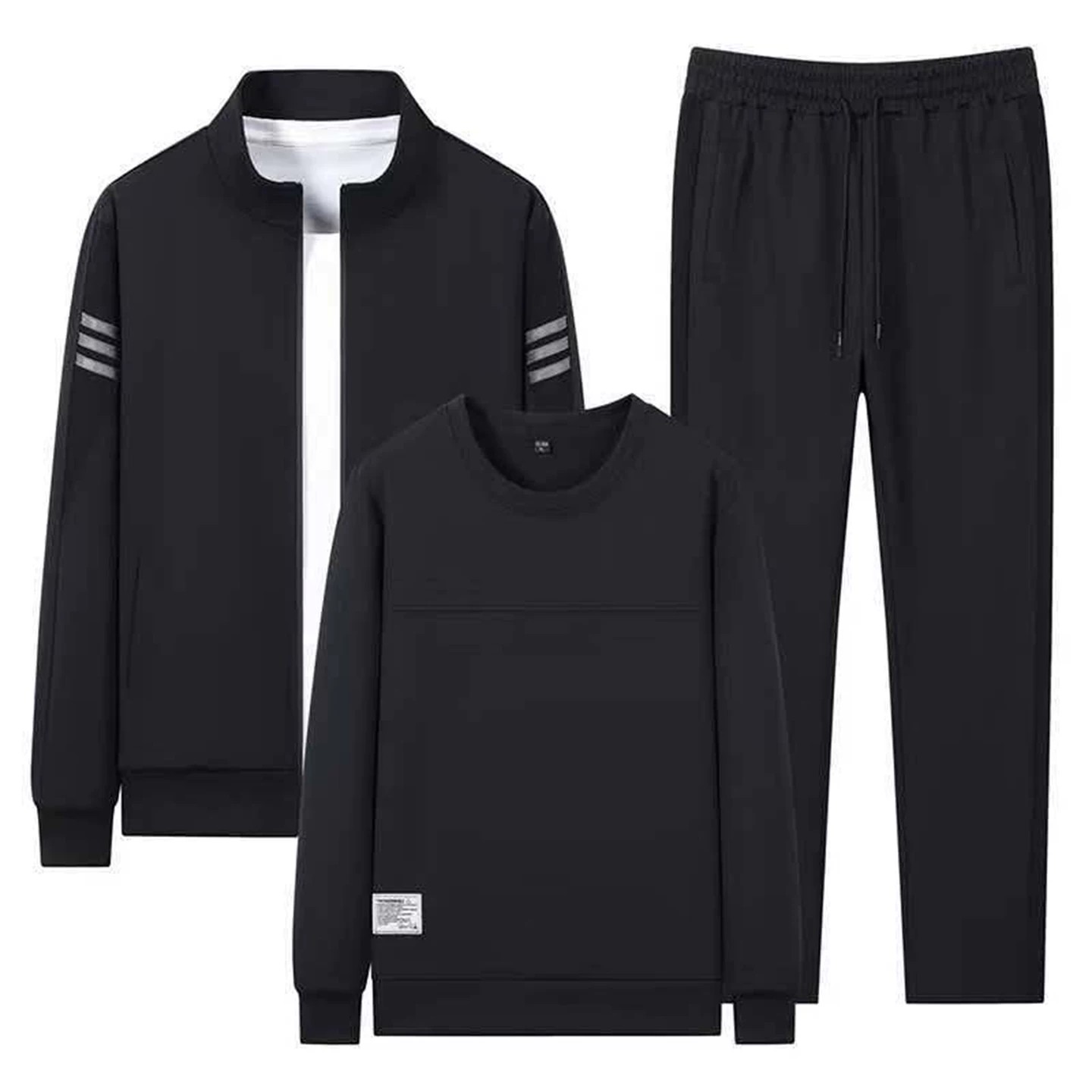 Lu Haifeng men's middle-aged and elderly sports suits spring and autumn men's casual jackets and pants long-sleeved T-shirts three-piece trendy set
