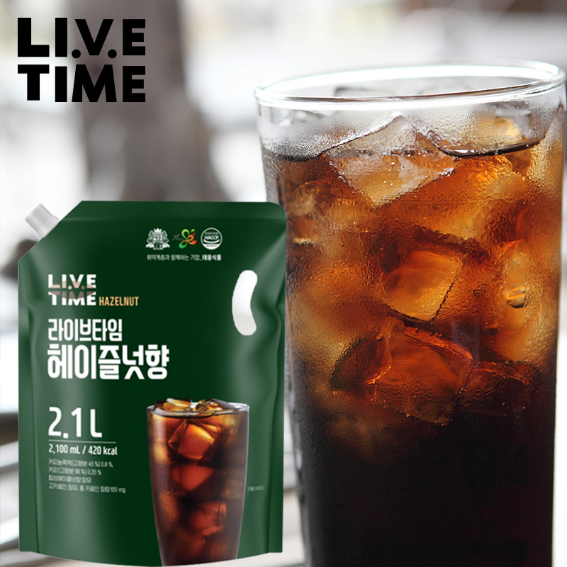 韩国进口黑美式咖啡饮料开袋即饮livetime美浓味匠榛子2.1L冷萃 - 图1