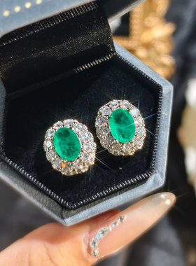 仿真祖母绿满钻奢华开口戒指女