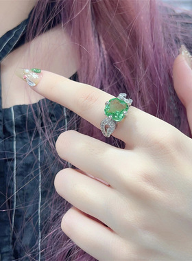 璀璨轻奢彩宝戒指女开口百搭饰品