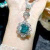 Light luxury square cushion green zirconia necklace earrings ring
