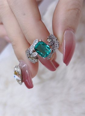 复古祖母绿轻奢戒指网红高端饰品