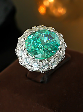 绿群镶锆石开口戒指宴会女戒